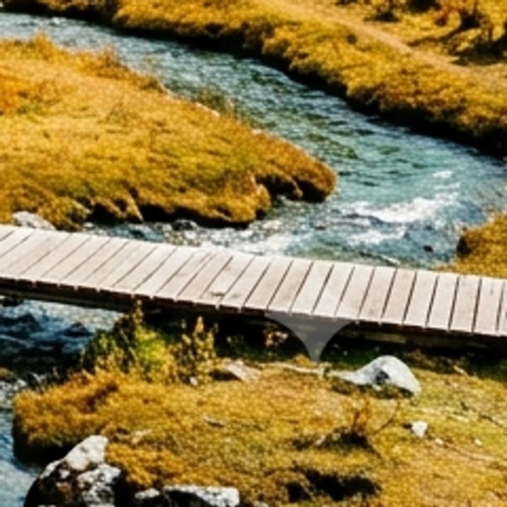 Watermarked: Riverside boardwalk photo from Gemini, 48 px sparkle on grass and wood removed